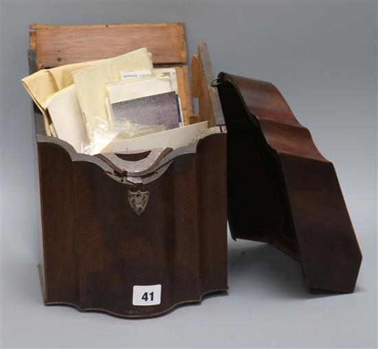 A George III mahogany knife box (a.f.)